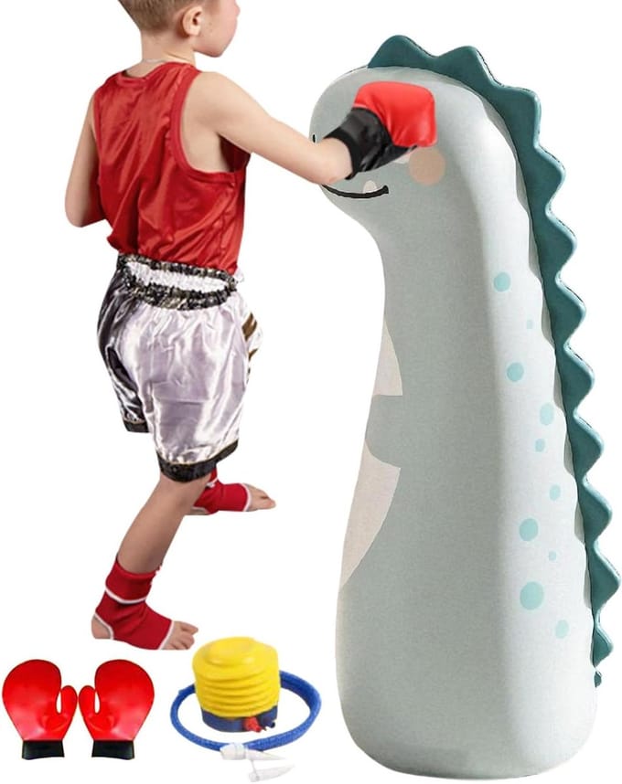 Opblaasbare Bokszak - Boksset PVC - Actief Spel - Stabiele Waterbasis - 120 cm Hoog - Dinosaurus