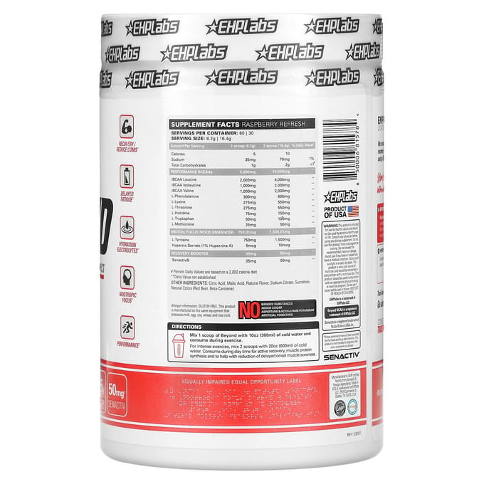 EHPlabs, Beyond BCAA + EAA, Raspberry Refresh, 492 g (17,3 oz)