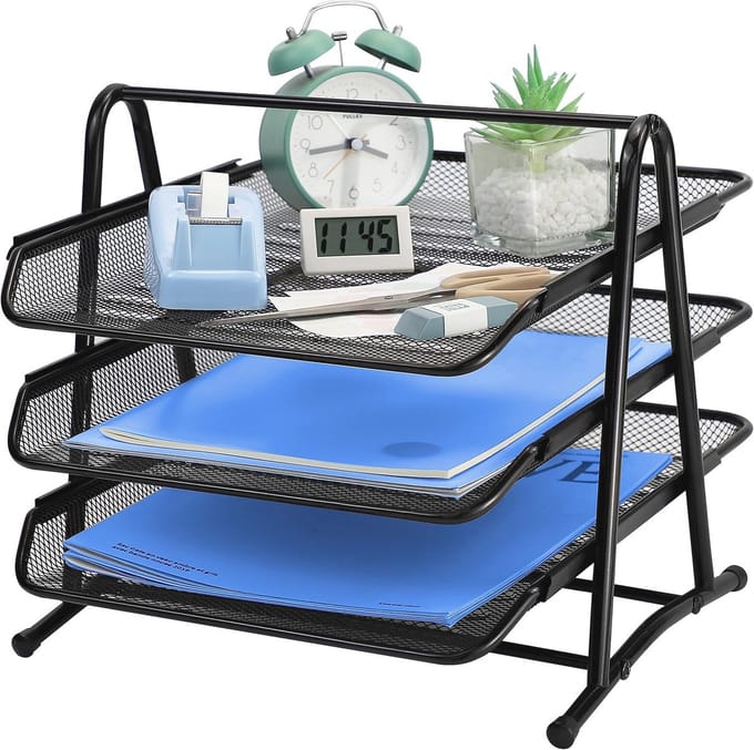 Multifunctionele bureau-organizer met 3-lagen A4 lade en documenthouder
