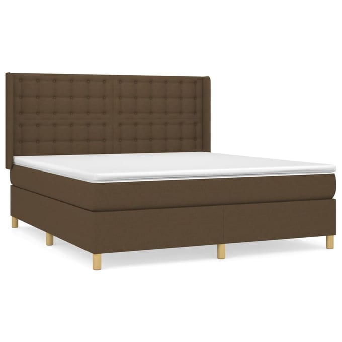 vidaXL - Boxspring - met - matras - stof - donkerbruin - 160x200 - cm