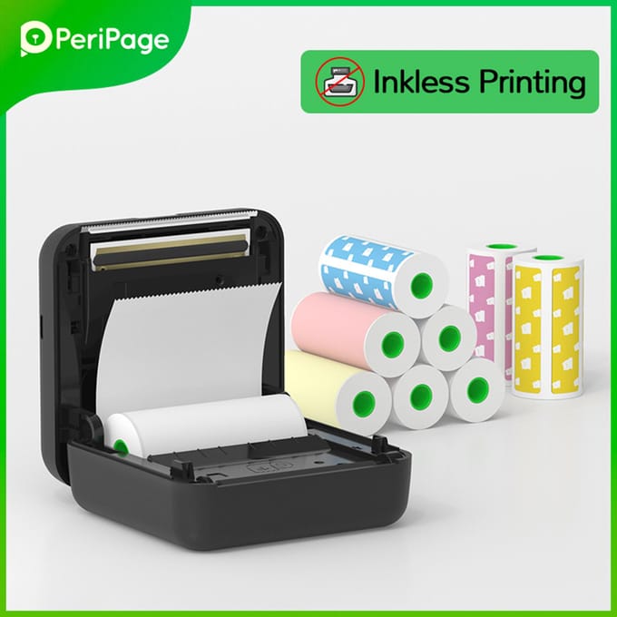 PeriPage A6 Mini Pocket Printer 304DPI Draadloze BT Thermische Printer Foto Foto Label Memo wit