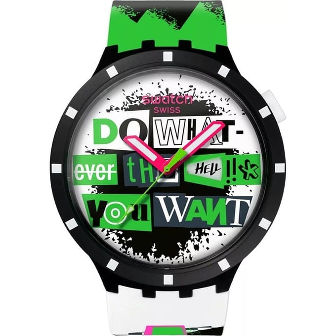 Swatch LASH OUT Polshorloge SB03B701 Zwart black