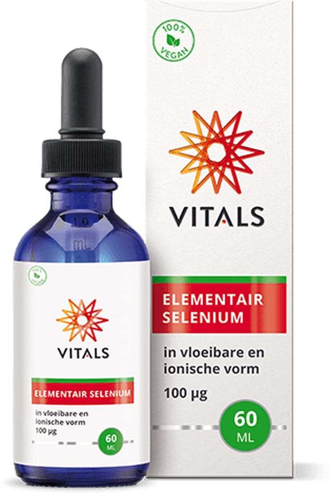 Vitals Elementair Selenium 100 mcg - 60 ml - mineralen. Selenium in vloeibare en ionische vorm.
