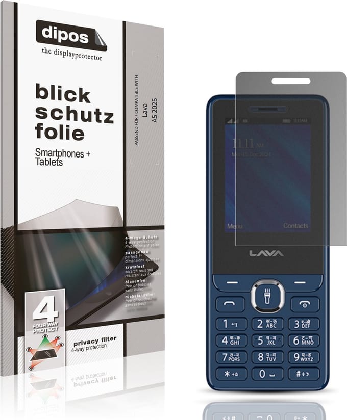 dipos – Matte Privacy Screenprotector geschikt voor Lava A5 2025 | Anti-Spy Beschermfolie
