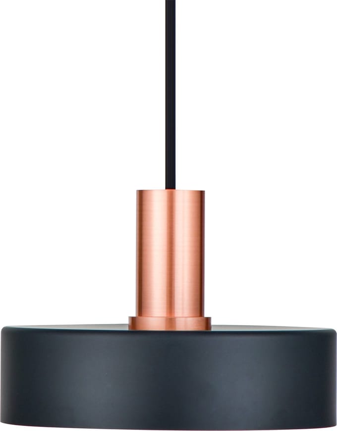 LETT® Maro Hanglamp - Ø 20 x 14 cm - E27 - Mat Zwart / Koper