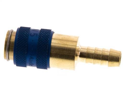 Messing DN 5 Blauw Luchtkoppeling Snelkoppeling 6 mm Slangpilaar