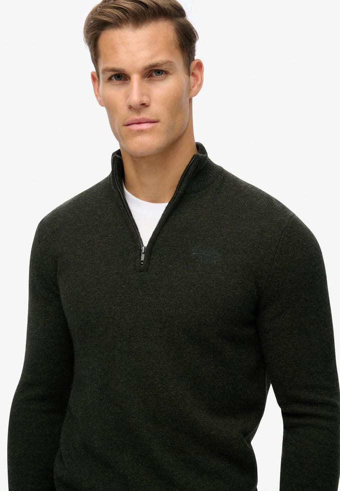Superdry ESSENTIAL EMB KNIT HALF ZIP Heren Trui - Maat 3XL