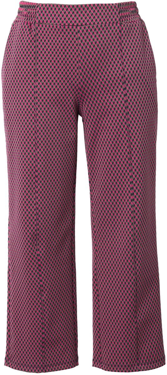 Ulla Popken - Dames - Jaquardbroek rechte pijpen elastische tailleband - Marine - Maat 46