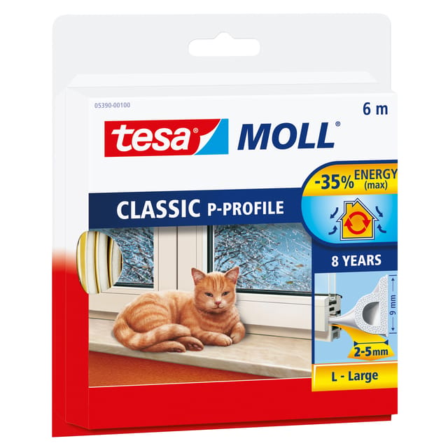 tesa P-PROFILE 05390-00100-00 Afdichtingstape tesamoll Wit (l x b) 6 m x 9 mm 1 stuk(s)