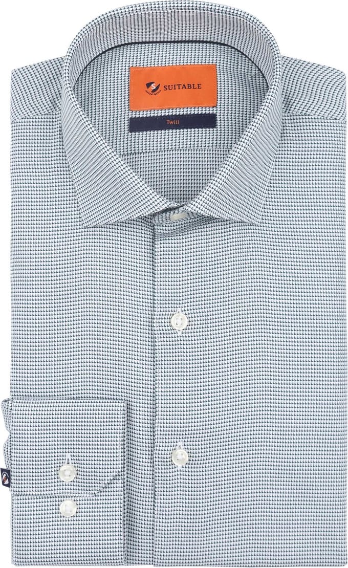Suitable Overhemd Triangle Groen - Maat 38 - Heren - Casual Shirt