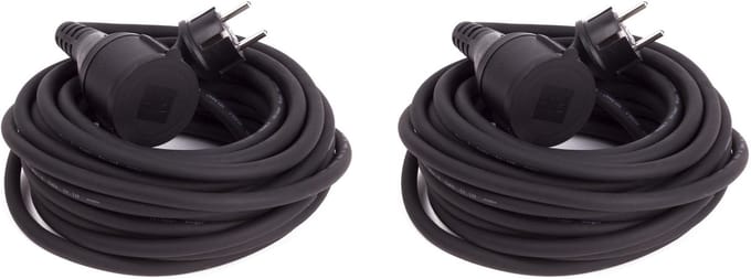 Benson Verlengsnoer rubber - 2x - 10 meter - spatwaterdicht IP44 - 3500W - 3-polig