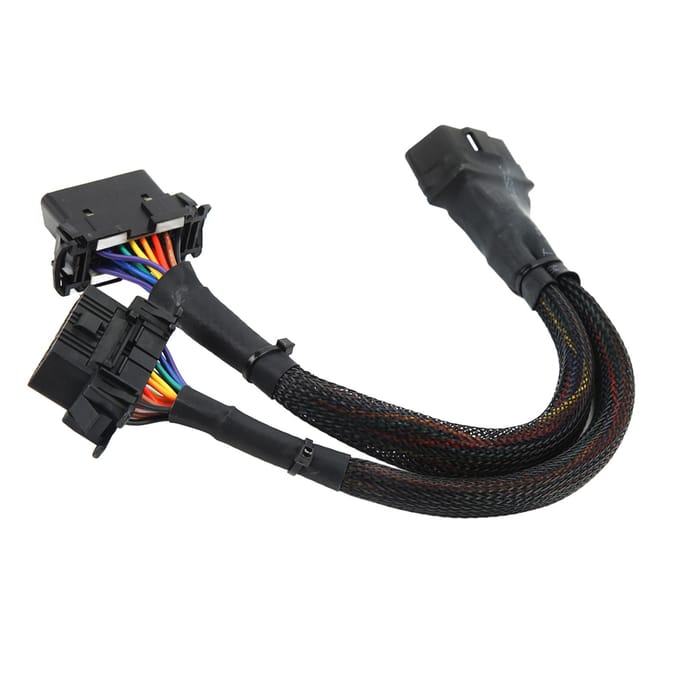 1-op-2 OBD2 Verlengsnoer 16-Pin 30cm Lengte Man naar Dubbel Vrouwelijk Diagnostische Adapterkabel black
