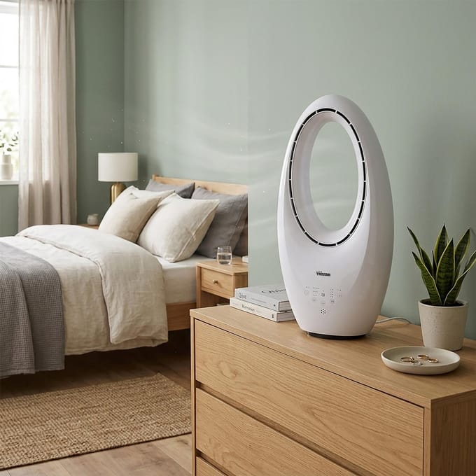 Tristar VE‑5717 Bladloze Ventilator – 60W – 3 standen – Timer – Afstandsbediening – Wit