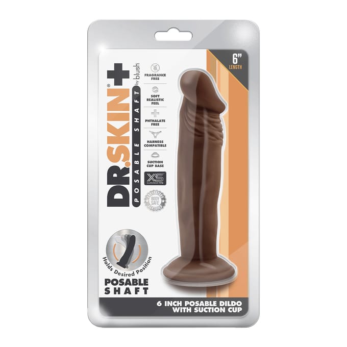 Blush Dr. plus 6 inch Posable dildo Chocolate - Bruin - 16.5 cm