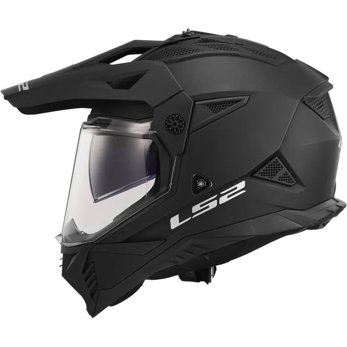 LS2 MX702 Pioneer II Mat Zwart Adventure Helm - Helm