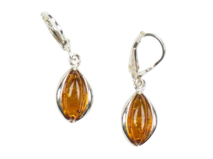 Zilveren oorbellen met sluiting Amber / Barnsteen 925 zilver