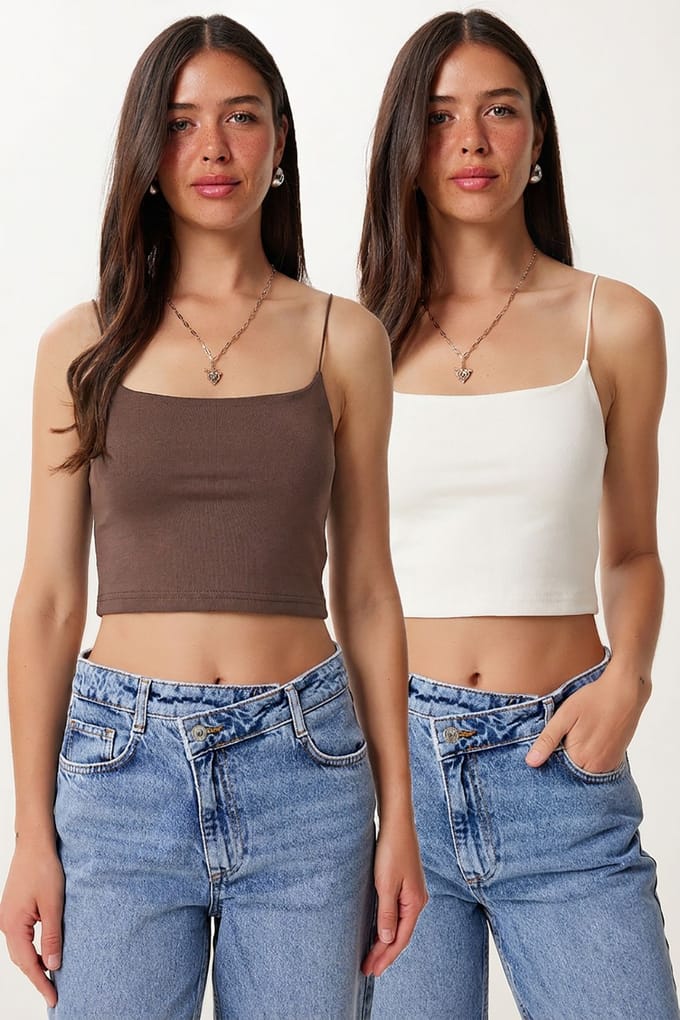 Slim Fit Vierkante Hals Crop Top