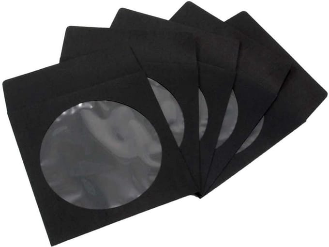 1000 Stuks Zwarte Kartonnen CD/DVD/Blu-ray Opberghoezen met Venster