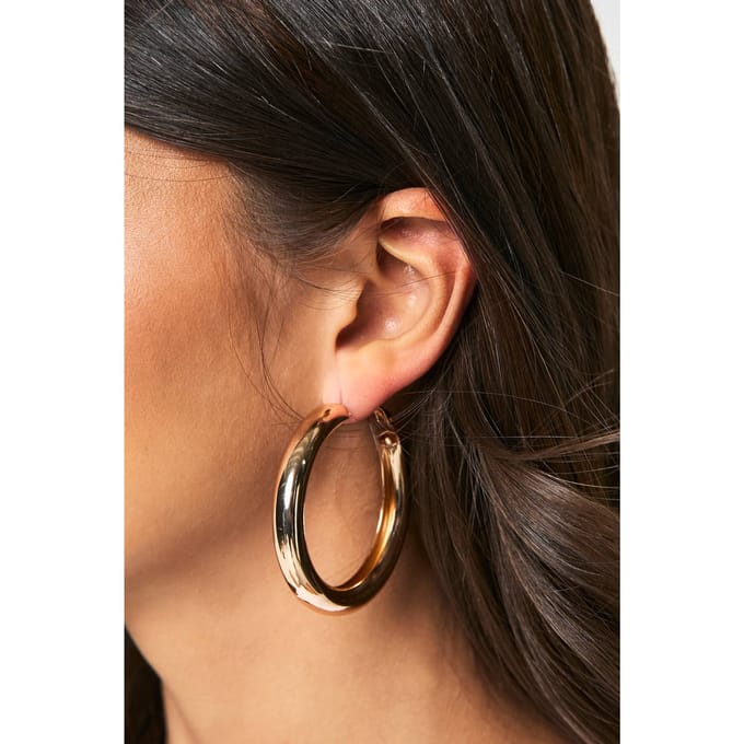 boohoo Dames Chunky Bar Hoepeloorbellen | Goud