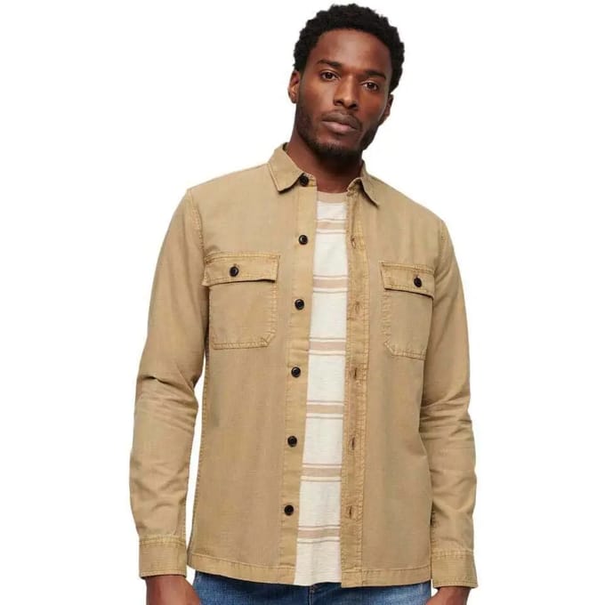 Superdry Overshirt Military Beige - Maat L - Heren
