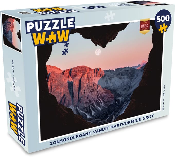 Puzzel Zonsondergang vanuit grot - Legpuzzel - Puzzel 500 stukjes