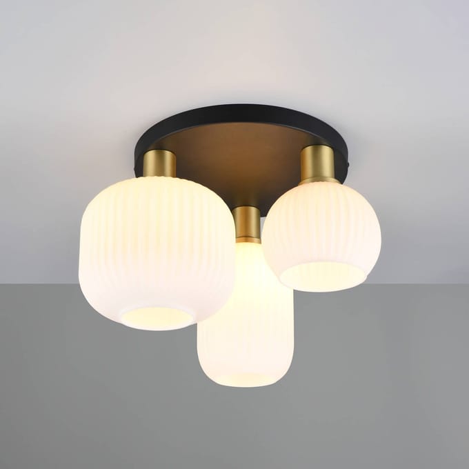 TRIO DIVA - Plafondlamp - Messing mat - excl. 3x E27 8,5 W - Plafondbevestiging