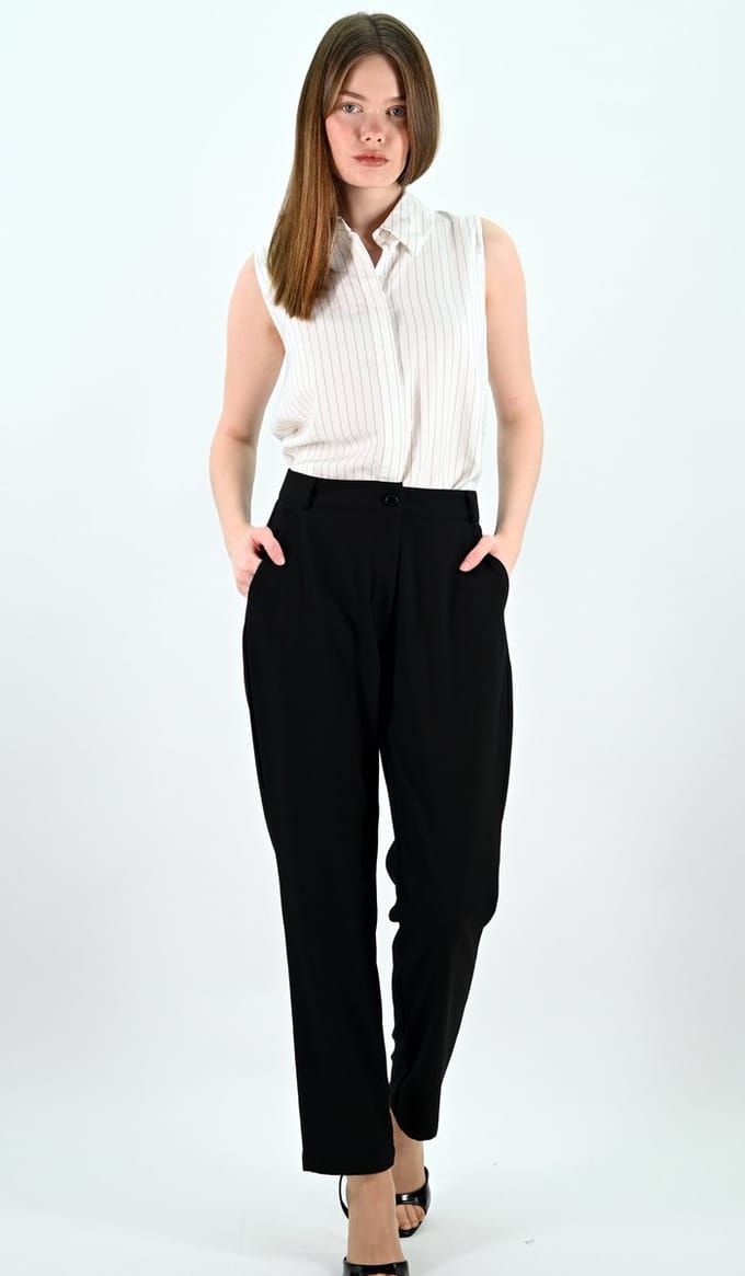 YesMooi - Straight-Leg Broek - Zwart - M (38) - Dames Broek