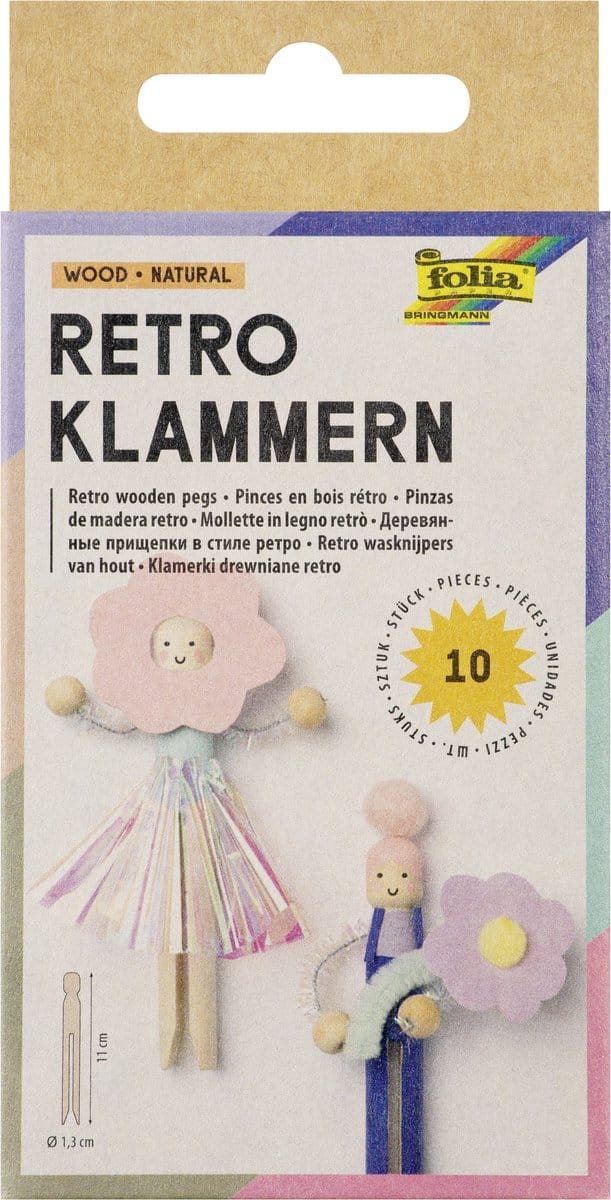 Wasknijper folia retro pak 10 stuks