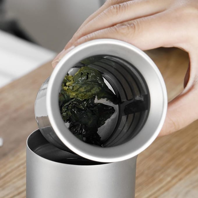 Titanium Gaas Thee-infuser Mand voor Theepot Theeketel Kop L gray