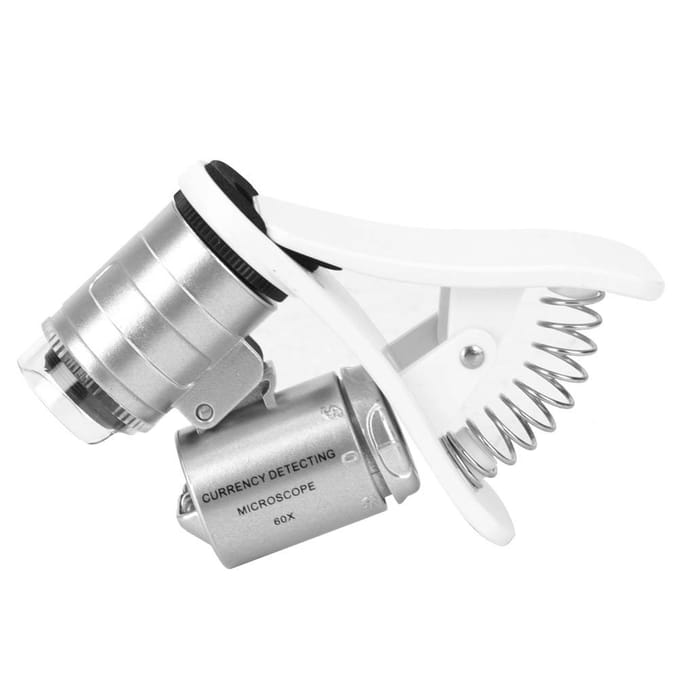 Mini-microscope de poche 60X, loupe LED, détecteur de contrefaçons
