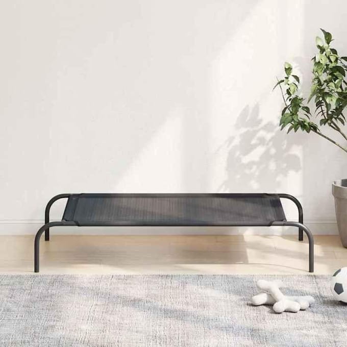 Maison Exclusive - Lit surélevé pour chien Noir L Textilène