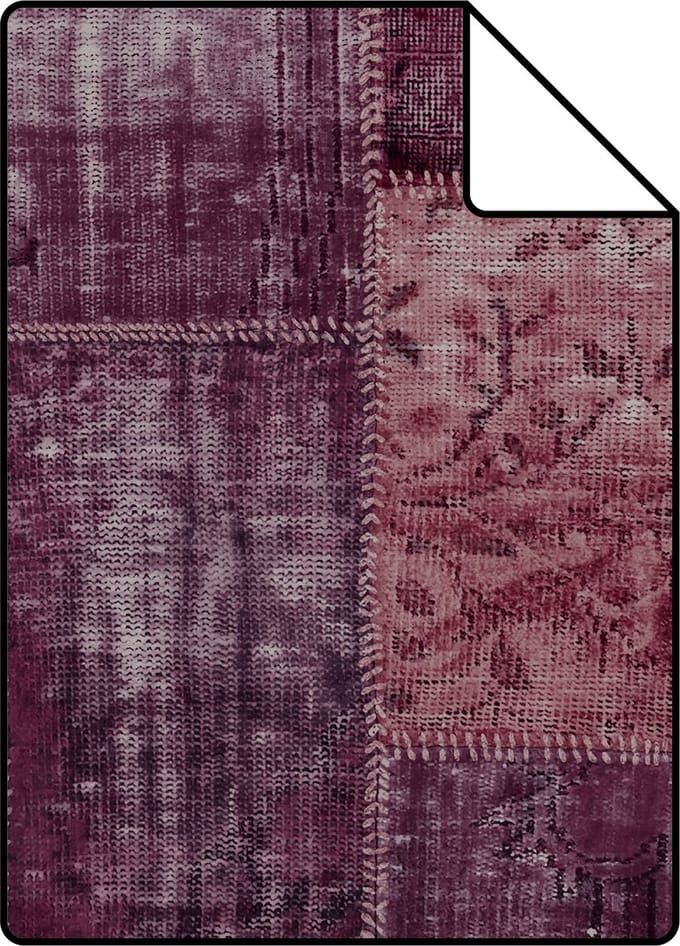 Proefstaal ESTAhome behang Marrakech kelim patchwork tapijt bordeaux rood - 26.5 x 21 cm - 148653-S