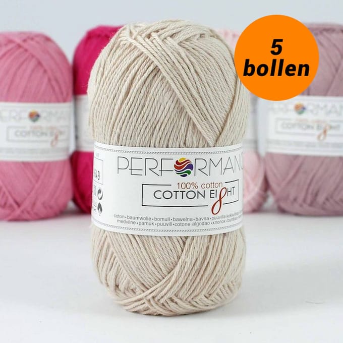 Cotton eight haakkatoen skin roze (1050) - 5 bollen van 1 kleur