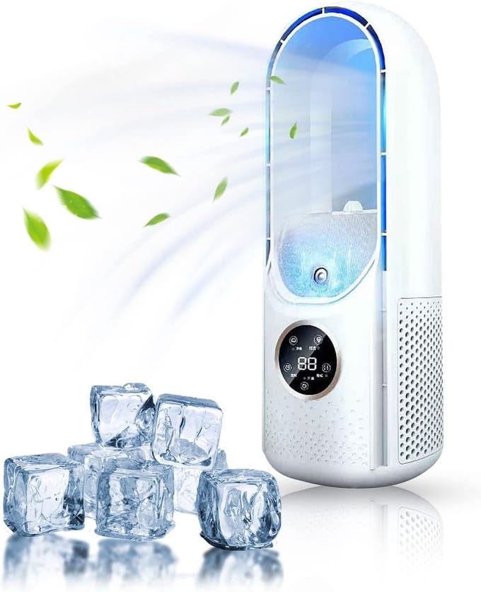 Bladloze ventilator - 6-traps wind- en timerfunctie - koelventilator - USB-multifunctionele conditioner - led-display - bladloze verticale ventilator - geluidsarm - draagbare persoonlijke ventilator voor - Wit