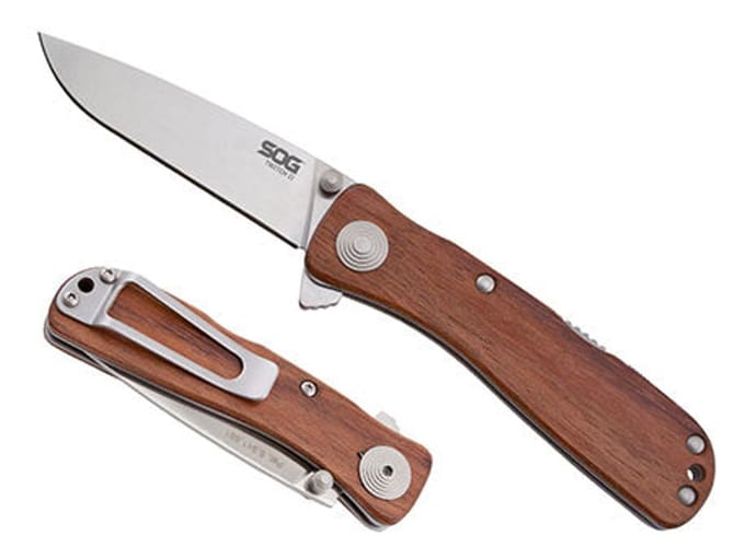 SOG Knives Twitch II Wood Clampack Zakmes - Bruin