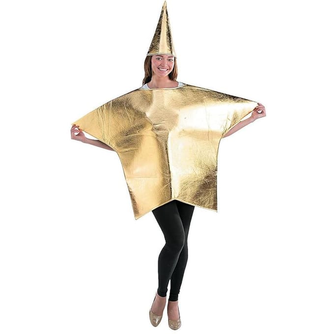 Party pentagram kostuum, volwassenen One size fits all adults goud