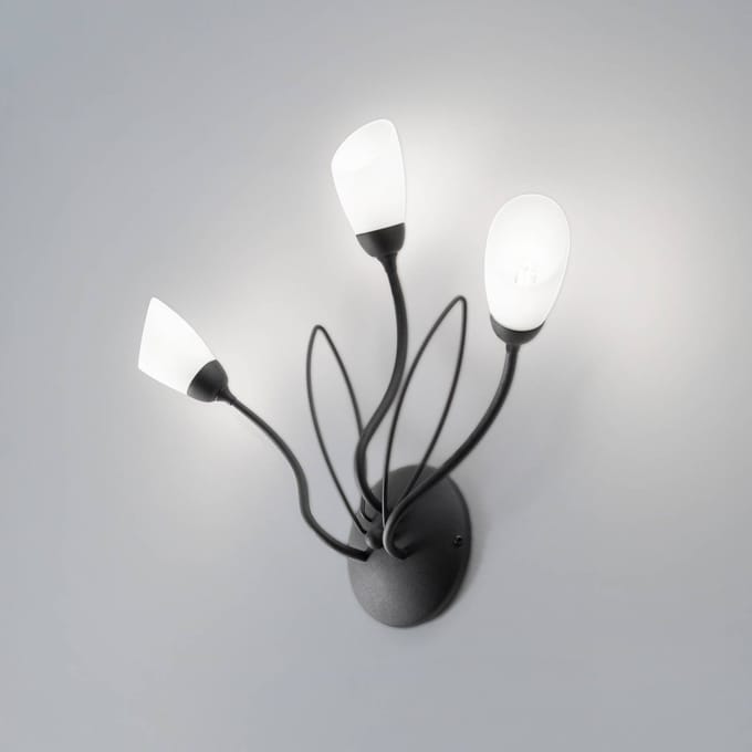 Jupiter Wandlamp Gloriosa, zwart, glas, 3-lamps
