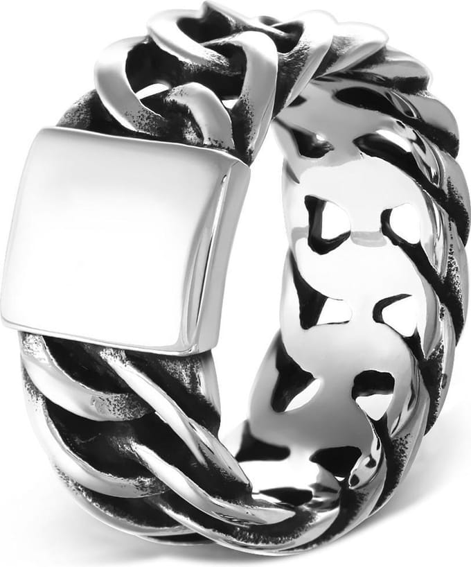 Amanto Ring Akin - 316L Staal - Gevlochten - Biker - 12mm - Maat 60-19mm