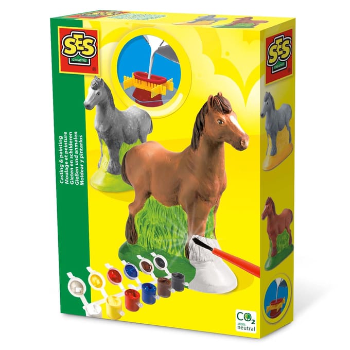 SES Creative Gieten en Schilderen Set - Paard 3D met Verf en Penseel - Vanaf 5 Jaar - Knutselen - Sneldrogend - Schoencadeautjes Sinterklaas