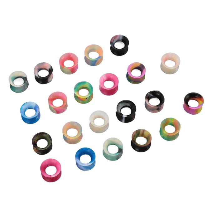 11 Paar 10mm Siliconen Oorpluggen Stretchkit Gemengde Kleuren Zachte Flexibele Oortunnel beige