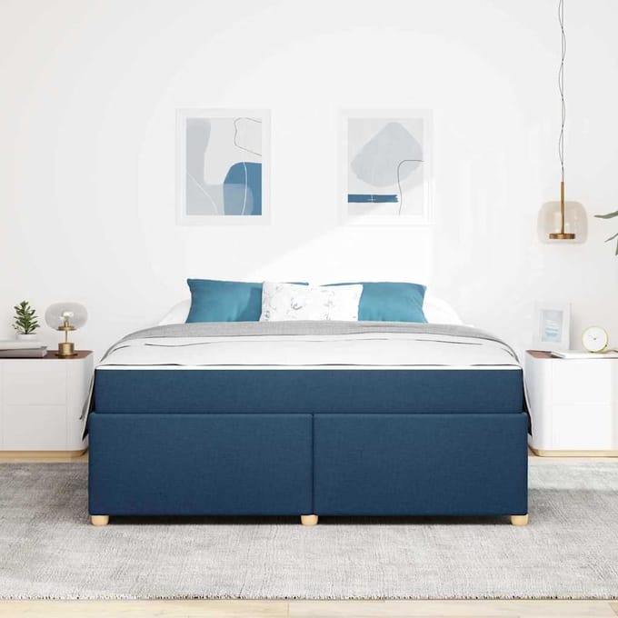 vidaXL - Bedframe - met - matras - Blauw - 180 - x - 200 - cm - Stof