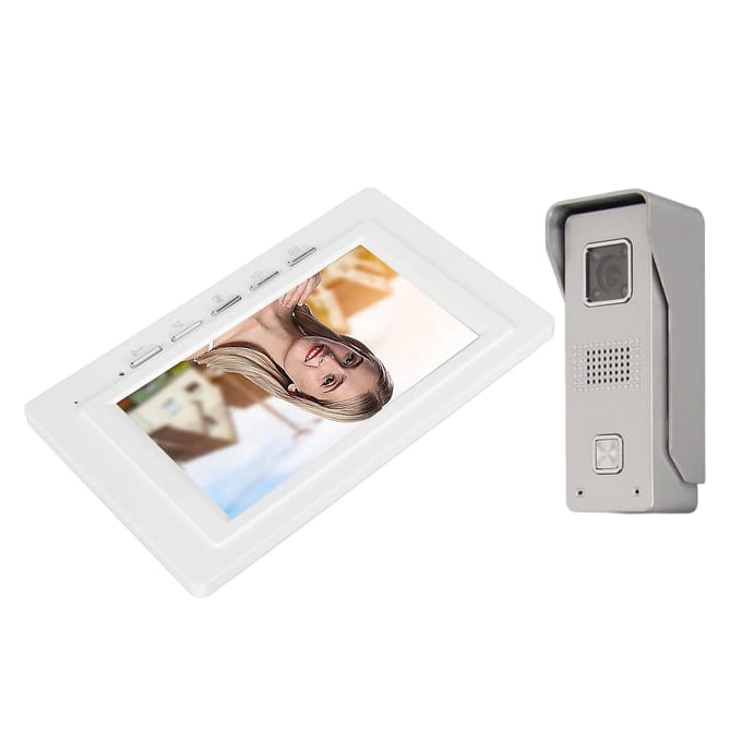 Système d'Interphone à Sonnette Écran TFT 7 pouces Vision Nocturne Étanche pour Maison Appartement EU Plug