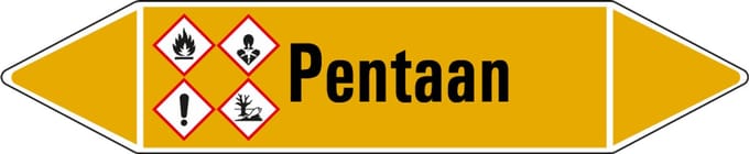 Pentaan leidingmarkering op vel 179 x 37 mm - 5 per vel
