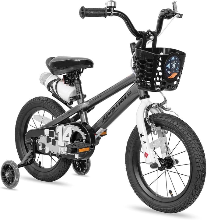Kinderfiets - Loopfiets - Buiten spelen - Inclusief zijwieltjes - 18 inch - Grijs