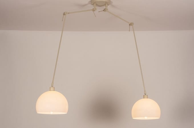 Lumidora Hanglamp 31441 - MYKONOS - 2 Lichts - E27 - Beige - Zand - Kunststof