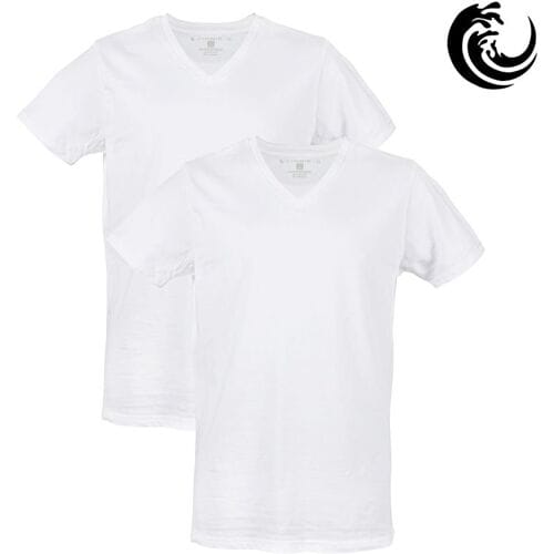 Vinnie-G Heren T-shirts V-Hals Wit 2-pack – Basic Ondershirts Heren – Katoen Stretch – Maat M