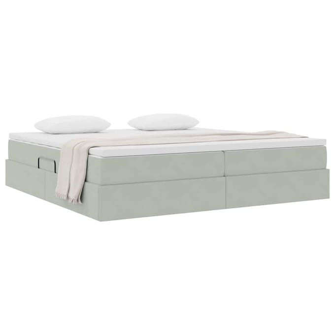 vidaXL - Opbergbed - met - matras - met - opslag - Lichtgrijs - 200 - x - 200 - cm - Fluweel