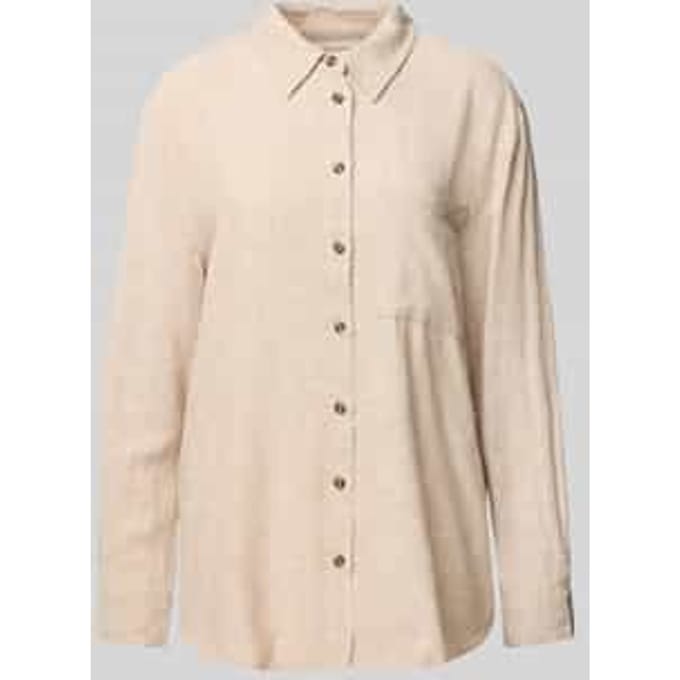 Relaxed fit linnen blouse met borstzak, model 'Lava'