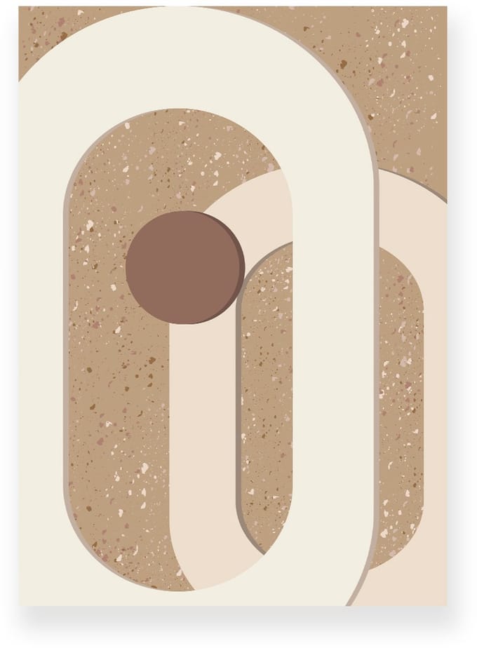 Poster 20x30 cm - Ovalen - Terrazzo - Bruin - Gebroken Wit - Abstract - Modern - Muurdecoratie - Wanddecoratie