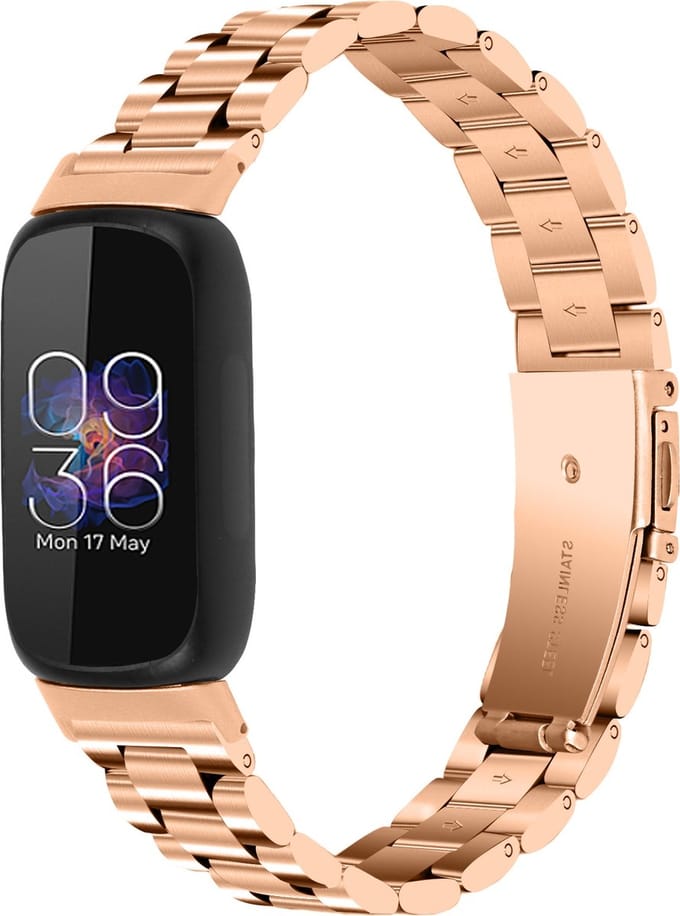 By Qubix - Compatible Fitbit bandje - Geschikt voor fitbit Inspire 3 - Schakelband - Rosé goud